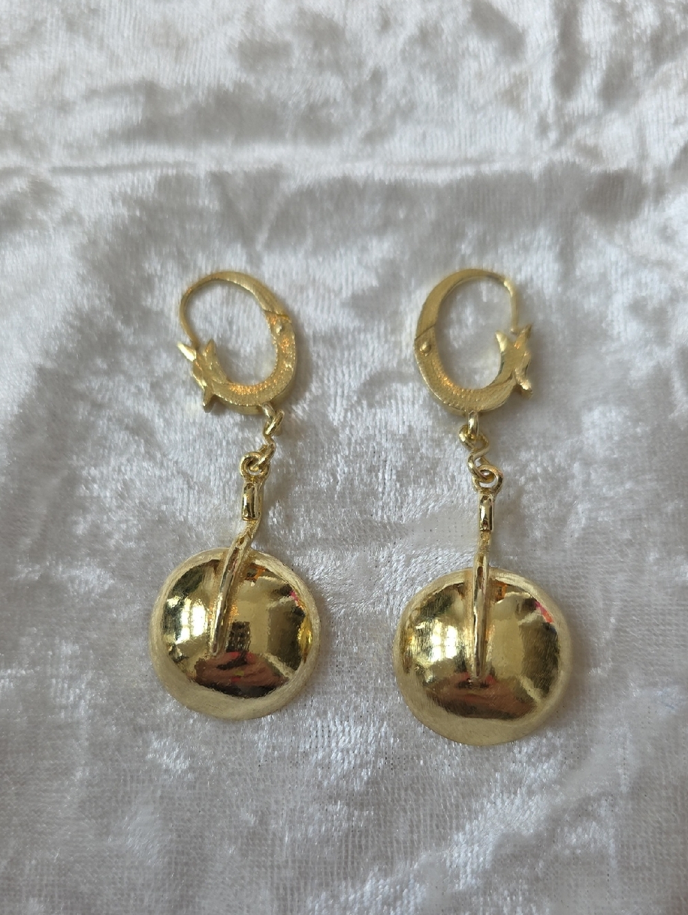 Retro 1970s Polished Gold Over Sterling Disc Drop Earrings